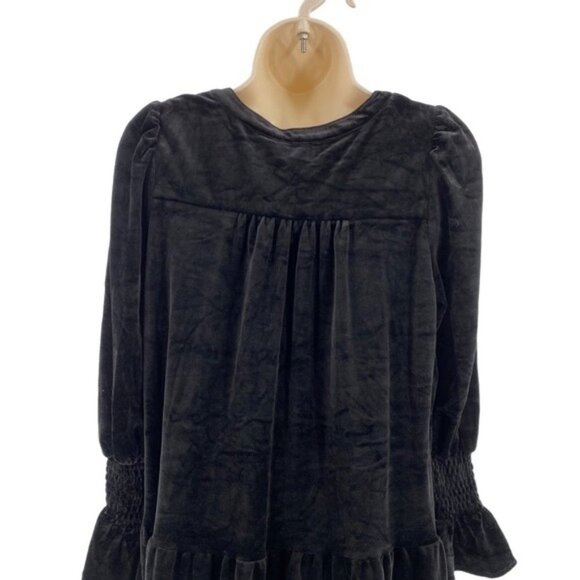 Pomander Place | NEW Black Velvet Kenzo Long Sleeve Mini Dress Size Medium - Picture 7 of 11
